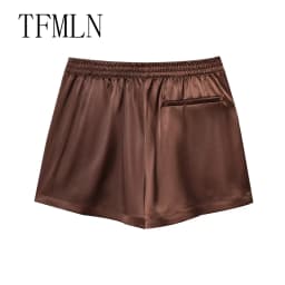 TFMLN Women New Summer Silk Lace Shorts Panties Imitation Ruffle Bloomers Anti Exposure Pants Lolita Satin Knickers Shorts Dress