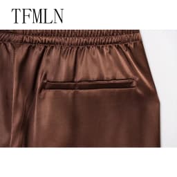 TFMLN Women New Summer Silk Lace Shorts Panties Imitation Ruffle Bloomers Anti Exposure Pants Lolita Satin Knickers Shorts Dress