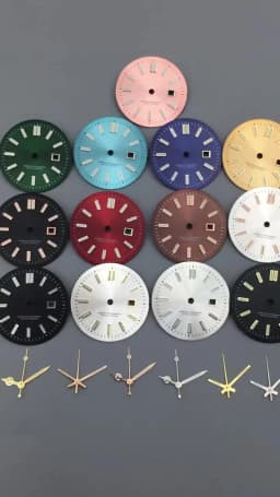 NH05 24.5mm Women Watch Dial Hand Set White Green Red Sky Biue Pink Gold Rose Gold Dial Fit NH05 Movement For Lady Watch