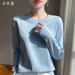 Spring And Summer New Mercerized Cotton Long Sleeve T-shirt Women's Round Neck Loose 100% Cotton Bottoming T-shirt