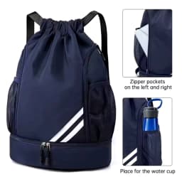 Sports Drawstring Backpack-String Swim Gym Bag with Shoes Compartment and Wet Proof Pocket for Women&Men for Soccer Basketball