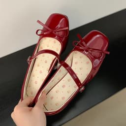 Patent Leather Women Mary Jane Shoes Fashion Shallow Butterfly-knot Shoes Spring Autumn Wedding Party Shoes