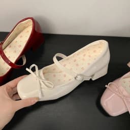 Patent Leather Women Mary Jane Shoes Fashion Shallow Butterfly-knot Shoes Spring Autumn Wedding Party Shoes