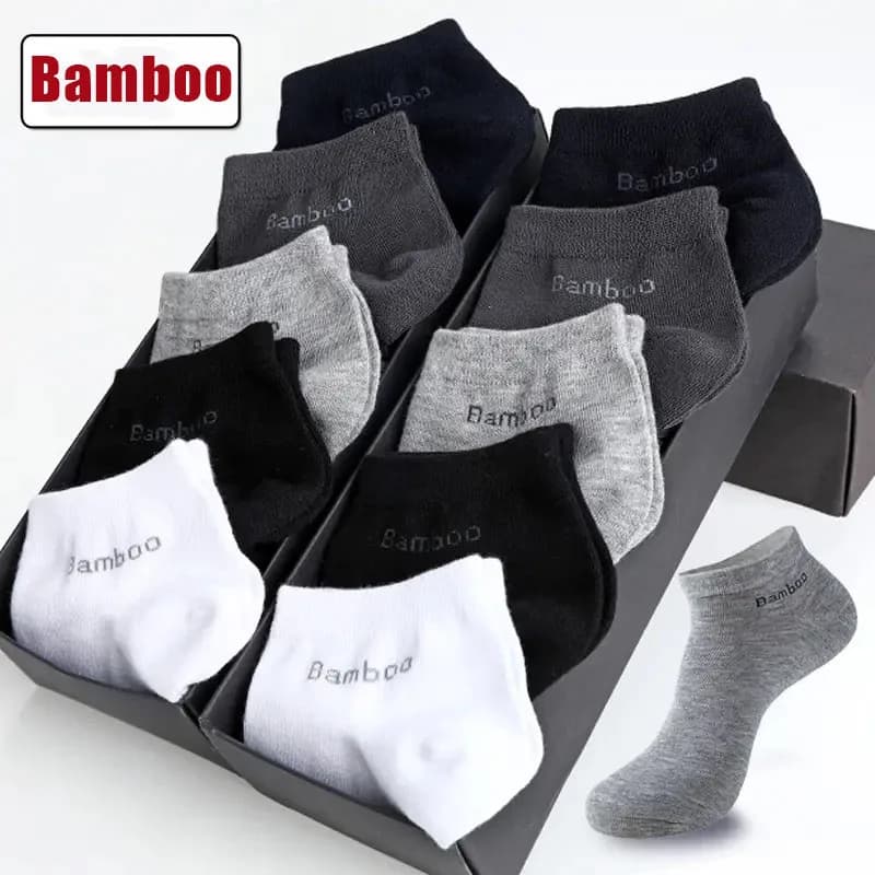 5Pairs/Lot Men's Bamboo Fiber Socks High Quality Business Casual Comfort Breathable Anti-bacterial Deodorant Men's Ankle Socks