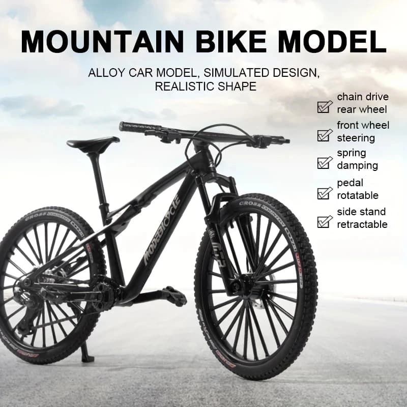 Vintage Metal Mountain Bike Model Desktop Mini Alloy Classic Bicycle Toy Die-Cast Finger Model Home Decoration