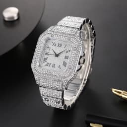 Classic Luxury Business Men's Steel Strap Square Roman Scale Rhinestone Quartz Watch Lesiure Male Wristwatch Relogio Masculino