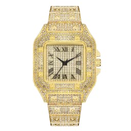 Classic Luxury Business Men's Steel Strap Square Roman Scale Rhinestone Quartz Watch Lesiure Male Wristwatch Relogio Masculino