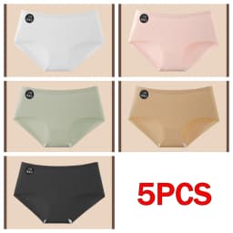 5PCS Seamless Mulberry Silk Panties Women's Soft Lingerie Sexy High Elastic Breathable Briefs Invisible WEDDING DRESS Underpants