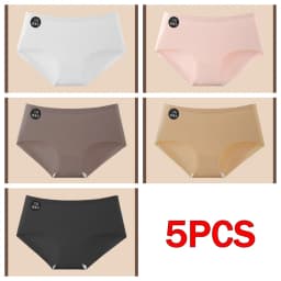5PCS Seamless Mulberry Silk Panties Women's Soft Lingerie Sexy High Elastic Breathable Briefs Invisible WEDDING DRESS Underpants