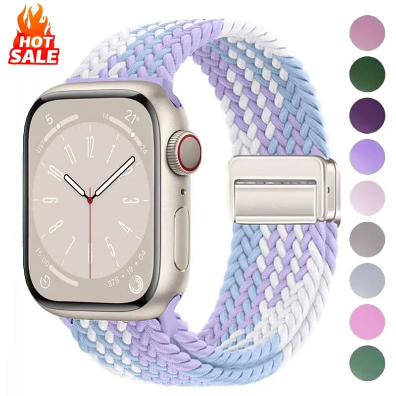 Nylon Braided Band Strap Compatible For Apple Watch S10 46mm 44mm 40mm 45mm 49mm 41mm 38mm iWatch series se 10 7 3 5 6 8 9 Ultra