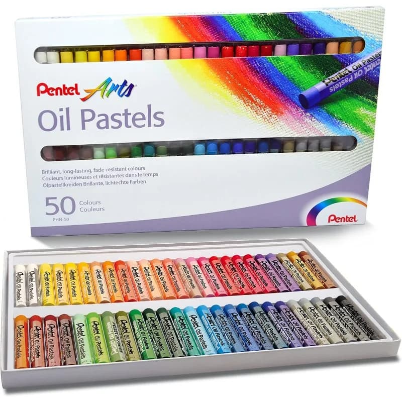 Pentel Arts Oil Pastel Set 6/12/25/50 Assorted Colors Brilliant Pastels Apply Smoothly and Blend Easily for Subtle Shades PHN