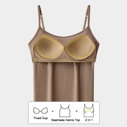 New Threaded Cotton Texture High Elastic Camisole Top with Build-in Bra Slim Bottom Sling Round Neck Fixed Cup Breathable Top