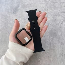 Glass+Case+band For Apple Watch bands 44mm 40mm 45mm 41-38mm 42mm Silicone sport bracelet iWatch series10 8 9 7 6 5 4 3 SE strap