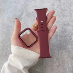 Glass+Case+band For Apple Watch bands 44mm 40mm 45mm 41-38mm 42mm Silicone sport bracelet iWatch series10 8 9 7 6 5 4 3 SE strap