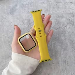 Glass+Case+band For Apple Watch bands 44mm 40mm 45mm 41-38mm 42mm Silicone sport bracelet iWatch series10 8 9 7 6 5 4 3 SE strap
