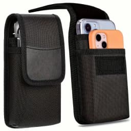 Men's Nylon Dual Pocket Cell Phone Belt Pouch Case - Durable, Outdoor Cell Phone Pouch Case