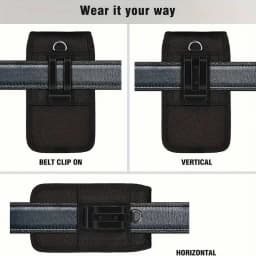 Men's Nylon Dual Pocket Cell Phone Belt Pouch Case - Durable, Outdoor Cell Phone Pouch Case