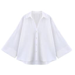HipSeam Wide Sleeved Shirt Women Spring Asymmetric Hem Button Women's Shirts Simple Lady Johnny Collar Shirts & Blouses