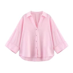 HipSeam Wide Sleeved Shirt Women Spring Asymmetric Hem Button Women's Shirts Simple Lady Johnny Collar Shirts & Blouses