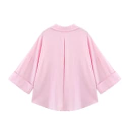 HipSeam Wide Sleeved Shirt Women Spring Asymmetric Hem Button Women's Shirts Simple Lady Johnny Collar Shirts & Blouses