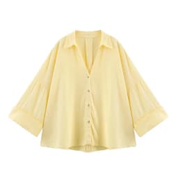 HipSeam Wide Sleeved Shirt Women Spring Asymmetric Hem Button Women's Shirts Simple Lady Johnny Collar Shirts & Blouses