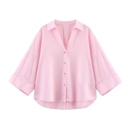 HipSeam Wide Sleeved Shirt Women Spring Asymmetric Hem Button Women's Shirts Simple Lady Johnny Collar Shirts & Blouses