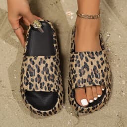 Leopard Print Summer Slippers for Women Fashion Thick Sole Indoor Shower Slides Sexy Beach Sandals Versatile Ladies Footwear