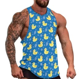 3D Print Cute Cartoon Duck Tank Tops For Men Gorilla Pattern Tees Summer Casual Loose Tops Street Sports O-Neck Vest Gym Workout