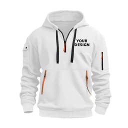 European New Men's Sports Zipper Arm Pocket Loose Casual Sweatshirt Customize Your Logo Dropped Shoulder Hooded Jacket Pullover