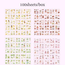 Mr Paper 100Pcs/box Flowering Seasons Series Boxed Stickers Peoples' Handbook Stickers Cute Style DIY Scrapbook Picture Book