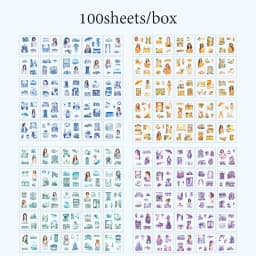 Mr Paper 100Pcs/box Flowering Seasons Series Boxed Stickers Peoples' Handbook Stickers Cute Style DIY Scrapbook Picture Book