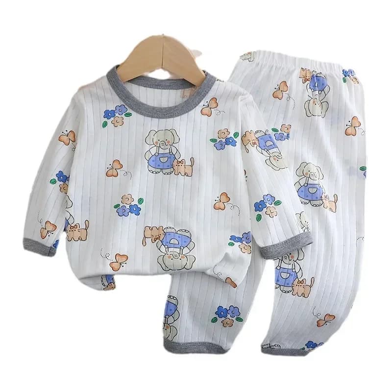 Baby Pajamas Summer Children's Long-sleeved Trousers Home Clothes Suits Cotton Underwear Thin Pajamas Air-conditioning Clothes