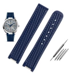 Rubber Silicone Watch Strap For Omega Seamaster 300 AT150 Aqua Terra Ultra Light 8900 Steel Buckle Blue Watchband Bracelets 20mm