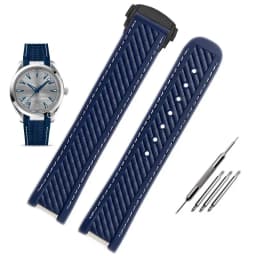 Rubber Silicone Watch Strap For Omega Seamaster 300 AT150 Aqua Terra Ultra Light 8900 Steel Buckle Blue Watchband Bracelets 20mm