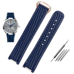 Rubber Silicone Watch Strap For Omega Seamaster 300 AT150 Aqua Terra Ultra Light 8900 Steel Buckle Blue Watchband Bracelets 20mm