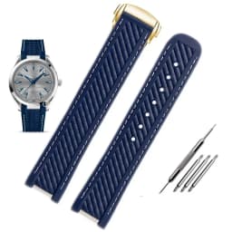 Rubber Silicone Watch Strap For Omega Seamaster 300 AT150 Aqua Terra Ultra Light 8900 Steel Buckle Blue Watchband Bracelets 20mm