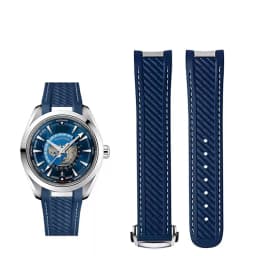 Rubber Silicone Watch Strap For Omega Seamaster 300 AT150 Aqua Terra Ultra Light 8900 Steel Buckle Blue Watchband Bracelets 20mm