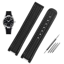 Rubber Silicone Watch Strap For Omega Seamaster 300 AT150 Aqua Terra Ultra Light 8900 Steel Buckle Blue Watchband Bracelets 20mm