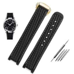 Rubber Silicone Watch Strap For Omega Seamaster 300 AT150 Aqua Terra Ultra Light 8900 Steel Buckle Blue Watchband Bracelets 20mm