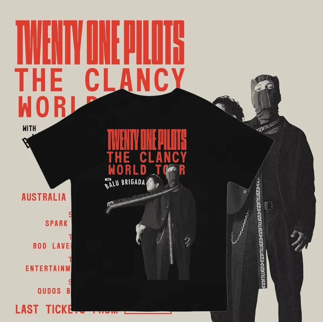 Twenty One Pilots Band World Tour Back T-shirt Women Men Short Sleeve Oversized Rapper Hip Hop Punk Street Harajuku Unisex Tees