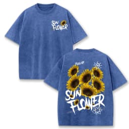 Lift Is Good Beautiful Sunflower Print Washed T Shirts Women Soft Cotton T-Shirt Street Creative Short Sleeve Summer Casual Tops