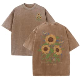 Lift Is Good Beautiful Sunflower Print Washed T Shirts Women Soft Cotton T-Shirt Street Creative Short Sleeve Summer Casual Tops