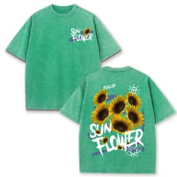 Lift Is Good Beautiful Sunflower Print Washed T Shirts Women Soft Cotton T-Shirt Street Creative Short Sleeve Summer Casual Tops
