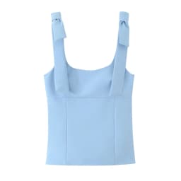 KONDALA Sexy Chic Yellow Bow Tops Women Zipper Tie Up Slim Short Cami Tops Women Fashion 2025 Summer Elegant Y2K Girl Blouses