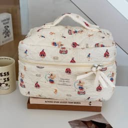 Fashion New Cartoon Rabbit Girl Makeup Bag Tote Cosmetic Organizer Quilted Pouch Handbag Ladies Kawaii Zipper Storage Bag