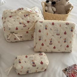 Fashion New Cartoon Rabbit Girl Makeup Bag Tote Cosmetic Organizer Quilted Pouch Handbag Ladies Kawaii Zipper Storage Bag