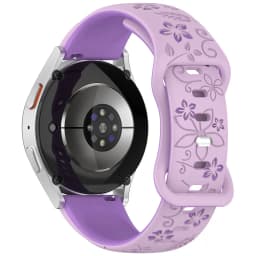 Two-color Flower Design Floral Engraved Silicone Strap 18/20/22mm, For Amazfit GTR, Huawei,Garmin Samsung Galaxy Watch 7 6 5 4