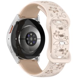 Two-color Flower Design Floral Engraved Silicone Strap 18/20/22mm, For Amazfit GTR, Huawei,Garmin Samsung Galaxy Watch 7 6 5 4