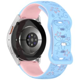 Two-color Flower Design Floral Engraved Silicone Strap 18/20/22mm, For Amazfit GTR, Huawei,Garmin Samsung Galaxy Watch 7 6 5 4