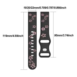 Two-color Flower Design Floral Engraved Silicone Strap 18/20/22mm, For Amazfit GTR, Huawei,Garmin Samsung Galaxy Watch 7 6 5 4